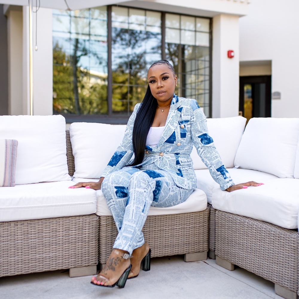 Newspaper Inspired Two Piece Suit Set